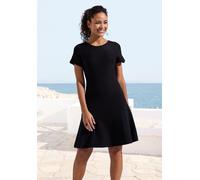 Strickkleid LASCANA "aus hochwertigem Feinstrick, nahtloser Strick, superelastisch", Damen, Gr. 46, N-Gr, blau (schwarz), Strick, Obermaterial: 50% Baumwolle, 50% Viskose, unifarben, figurumspielend c