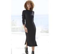 Strickkleid LASCANA, Damen, Gr. 36, N-Gr, schwarz, Strick, Obermaterial: 84% Polyacryl, 10% Polyamid, 6% Polyester, unifarben, figurbetont ca. Mitte Wade, Kleider Strickkleid, mit Zopfmuster, figurbet