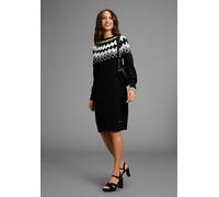 Strickkleid LAURA SCOTT, Damen, Gr. 34, N-Gr, schwarz-weiß (schwarz, grau), Strick, Obermaterial: 50% Viskose, 28% Polyester, 22% Polyamid, Jacquardmuster, gemustert, mehrfarbig, figurumspielend mini,