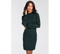 Strickkleid LAURA SCOTT, Damen, Gr. 36, N-Gr, grün (petrol, melange), Strick, Obermaterial: 50% Viskose, 28% Polyester, 22% Polyamid, clean, unifarben, figurbetont mini, Rundhals, Rüschen, Kleider Str