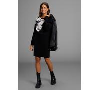 Strickkleid LAURA SCOTT, Damen, Gr. 36, N-Gr, schwarz, weiß, Strick, Obermaterial: 50% Viskose, 28% Polyester, 22% Polyamid, geblümt, lässig geschnitten mini, Rundhals, Kleider Strickkleid, mit tollem