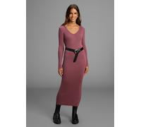 Strickkleid LAURA SCOTT, Damen, Gr. 38, N-Gr, rosa (dunkelrosa), Rippstrick, Obermaterial: 70% Viskose, 30% Polyamid, unifarben, Basic, figurbetont wadenlang, V-Ausschnitt, Kleider Strickkleid, in Mid