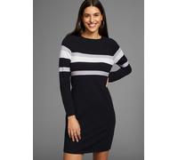 Strickkleid LAURA SCOTT, Damen, Gr. 38, N-Gr, schwarz (schwarz, grau), Feinstrick, Obermaterial: 50% Viskose, 28% Polyester, 22% Polyamid, clean, colorblocking, mehrfarbig, figurbetont mini, Rundhals,