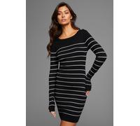 Strickkleid LAURA SCOTT, Damen, Gr. 38, N-Gr, schwarz, Strick, Obermaterial: 70% Viskose, 25% Polyamid, 5% metallisierte Faser (LUREX), gestreift, figurbetont mini, Rundhals, Kleider Strickkleid, mit 