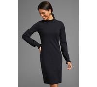 Strickkleid LAURA SCOTT, Damen, Gr. 40, N-Gr, schwarz, Strick, Obermaterial: 50% Viskose, 28% Polyester, 22% Polyamid, clean, unifarben, figurbetont mini, Rundhals, Rüschen, Kleider Strickkleid, aus V