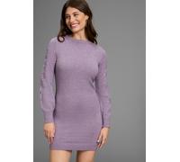 Strickkleid LAURA SCOTT, Damen, Gr. 42, N-Gr, lila (lila, melange), Strick, Obermaterial: 50% Viskose, 28% Polyester, 22% Polyamid, unifarben, figurumspielend mini, Rundhals, Kleider Strickkleid, mit