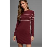 Strickkleid LAURA SCOTT, Damen, Gr. 42, N-Gr, rot (bordeaux), Feinstrick, Obermaterial: 50% Viskose, 28% Polyester, 22% Polyamid, clean, colorblocking, mehrfarbig, figurbetont mini, Rundhals, Rippbünd