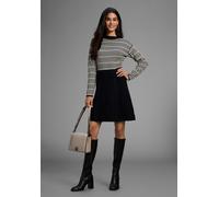 Strickkleid LAURA SCOTT, Damen, Gr. 42, N-Gr, schwarz (schwarz, creme), Strick, Obermaterial: 70% Viskose, 30% Polyamid, Jacquardmuster, gemustert, mehrfarbig, ausgestellt mini, Rundhals, Kleider Stri