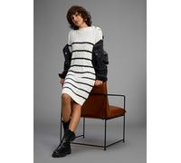 Strickkleid LAURA SCOTT, Damen, Gr. 42, N-Gr, weiß, navy, gestreift, Grobstrick, Obermaterial: 50% Baumwolle, 50% Polyacryl, Zopfmuster, gestreift, mehrfarbig, lässig geschnitten mini, Rundhals, Kleid