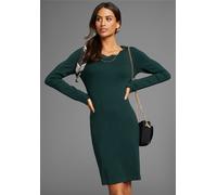 Strickkleid LAURA SCOTT, Damen, Gr. 44, N-Gr, grün (dunkelgrün), Strick, Obermaterial: 70% Viskose, 30% Polyamid, clean, unifarben, figurbetont mini, Rundhals, Kleider Strickkleid, figurbetont und kur