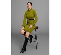Strickkleid LAURA SCOTT, Damen, Gr. 46, N-Gr, avocado, Strick, Obermaterial: 50% Viskose, 28% Polyester, 22% Polyamid, clean, unifarben, figurbetont mini, Rundhals, Rüschen, Kleider Strickkleid, aus V