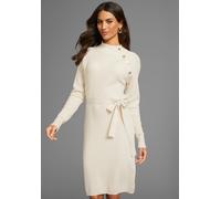 Strickkleid LAURA SCOTT, Damen, Gr. 46, N-Gr, beige (sand, melange), Strick, Obermaterial: 50% Viskose, 26% Polyamid, 24% Polyester, clean, unifarben, figurbetont mini, hoch geschlossener Ausschnitt,