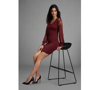 Strickkleid LAURA SCOTT, Damen, Gr. 46, N-Gr, braun (rot, braun), Strick, Obermaterial: 70% Viskose, 30% Polyamid. Ärmel: 100% Polyamid, unifarben, figurbetont mini, V-Ausschnitt, Bündchen, Kleider St