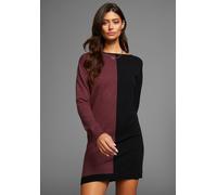 Strickkleid LAURA SCOTT, Damen, Gr. 46, N-Gr, bunt (schwarz, bordeaux), Strick, Obermaterial: 50% Viskose, 28% Polyester, 22% Polyamid, clean, colorblocking, mehrfarbig, figurbetont mini, Rundhals, Ri