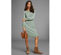 Strickkleid LAURA SCOTT, Damen, Gr. 46, N-Gr, grün (salbei), Strick, Obermaterial: 50% Viskose, 26% Polyamid, 24% Polyester, clean, unifarben, figurbetont kurz, Rundhals, Raglanärmel angesetztes Bündc