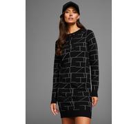 Strickkleid LAURA SCOTT, Damen, Gr. 46, N-Gr, schwarz, Strick, Obermaterial: 50% Viskose, 28% Polyester, 22% Polyamid, Jacquardmuster, gemustert, figurbetont kurz, Rundhals, Raglanärmel Rippbündchen,