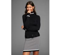 Strickkleid LAURA SCOTT, Damen, Gr. 46, N-Gr, schwarz, Strick, Obermaterial: 70% Viskose, 30% Polyamid, Hahnentrittmuster, figurbetont mini, Kleider Strickkleid, im Retro-Look mit Gürtel (56769300-46)