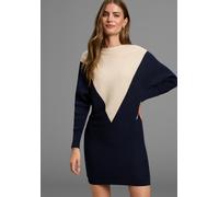Strickkleid LAURA SCOTT, Damen, Gr. 48, N-Gr, blau (navy, creme), Ottomane, Obermaterial: 70% Baumwolle, 30% Polyamid, colorblocking, lässig geschnitten mini, Rundhals, Fledermausärmel, Kleider Strick