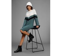 Strickkleid LAURA SCOTT, Damen, Gr. 48, N-Gr, petrol, weiß, Strick, Obermaterial: 50% Viskose, 28% Polyester, 22% Polyamid, colorblocking, mehrfarbig, figurbetont mini, Rundhals, Raglanärmel Bündchen,