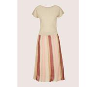 Strickkleid MADELEINE "Strickkleid Midi-Kleid mit kurzem Arm, schwingender Rock", Damen, Gr. 38, N-Gr, beige (berber, multicolor), Obermaterial: 74% Viskose CV. 23% Polyester PES. 3% metallisierte Fas