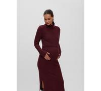 Strickkleid MAMALICIOUS "MLSUNIVA JUNE LS KNIT MIDI DRESS 2F NOOS", Damen, Gr. L, N-Gr, Langarm, Rippstrick, braun (windsor wine detail:melange), Rippstrick, Obermaterial: 89% Polyester, 8% Nylon, 3%