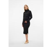 Strickkleid MAMALICIOUS "MLSUNIVA JUNE LS KNIT MIDI DRESS 2F NOOS", Damen, Gr. L, N-Gr, Langarm, Rippstrick, schwarz, Rippstrick, Obermaterial: 89% Polyester, 8% Nylon, 3% Elasthan, unifarben, regular