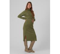 Strickkleid MAMALICIOUS "MLSUNIVA JUNE LS KNIT MIDI DRESS 2F NOOS", Damen, Gr. XL, N-Gr, grün (winter moss detail:melange), Rippstrick, Obermaterial: 89% Polyester, 8% Nylon, 3% Elasthan, meliert, reg