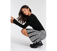 Strickkleid MELROSE, Damen, Gr. 34, N-Gr, schwarz-weiß (schwarz, weiß), Feinstrick, Obermaterial: 70% Viskose, 30% Polyamid, Jacquardmuster, sehr figurbetont mini, Rundhals, Kleider Strickkleid, für P