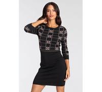 Strickkleid MELROSE, Damen, Gr. 36, N-Gr, rosa (rosa, schwarz), Feinstrick, Obermaterial: 70% Viskose, 30% Polyamid, Jacquardmuster, gemustert, mehrfarbig, sehr figurbetont mini, Kleider Strickkleid,