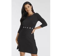 Strickkleid MELROSE, Damen, Gr. 36, N-Gr, schwarz, Feinstrick, Obermaterial: 70% Viskose, 30% Polyamid, unifarben, tailliert kurz, U-Boot-Ausschnitt, Kleider Strickkleid, in Mini-Länge mit femininem S