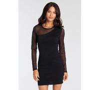 Strickkleid MELROSE, Damen, Gr. 40, N-Gr, schwarz, Mesh, Obermaterial: 70% Viskose, 30% Polyamid. Ärmel: 100% Polyamid, unifarben, tailliert mini, Kleider Strickkleid, in femininer Mini-Länge mit Mesh