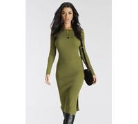 Strickkleid MELROSE, Damen, Gr. 42, N-Gr, grün (olivgrün), Feinstrick, Obermaterial: 70% Viskose, 30% Polyamid, clean, unifarben, sehr figurbetont Midi, Rundhals, mit Cut Outs, Kleider Strickkleid, in