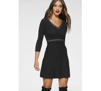 Strickkleid MELROSE, Damen, Gr. 42, N-Gr, schwarz, Feinstrick, Obermaterial: 75% Viskose, 25% Polyamid, Glitzerstreifen, unifarben, tailliert mini, tiefer V-Ausschnitt, eng, Kleider Strickkleid, femin