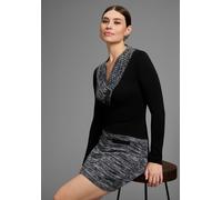 Strickkleid MELROSE, Damen, Gr. 42, N-Gr, schwarz-weiß (schwarz, melange), Feinstrick, Obermaterial: 50% Polyacryl, 35% Viskose, 15% Polyamid, colorblocking, mehrfarbig, meliert, sehr figurbetont mini