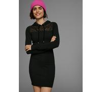 Strickkleid MELROSE, Damen, Gr. 44, N-Gr, schwarz, Feinstrick, Obermaterial: 50% Viskose, 28% Polyester, 22% Polyamid. Spitze: 90% Polyamid, 10% Elasthan, unifarben, sehr figurbetont mini, Rundhals, R