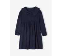 Strickkleid mit großem Kragen Mädchen blau Gr. 140 von vertbaudet