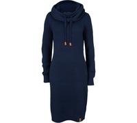 Strickkleid BONPRIX "Strickkleid mit Schalkragen", Damen, Gr. 40/42 (M), N-Gr, blau (dunkelblau), Strick, Obermaterial: 100% Polyacryl, unifarben, slim fit knielang, Rippbündchen, Kleider Strickkleid,