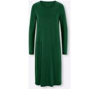 Strickkleid HEINE "Strickkleid", Damen, Gr. 44, Normalgrößen, grün (moos), Jersey, 60% Viskose, 40% Baumwolle, unifarben, knielang, Rundhals, Kleider Strickkleid (62364166-44) moos