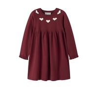 Strickkleid NAME IT "NMFRISSE LS KNIT DRESS", Mädchen, Gr. 116, N-Gr, Langarm, Strick, rot (rot dahlia), Strick, Obermaterial: 100% Baumwolle, gemustert, regular fit Midi, Rundhals, Rüschen, Kleider S