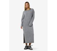 Strickkleid NOISY MAY "NMLIZETTE L/S MIDI KNIT DRESS NOOS", Damen, Gr. L, N-Gr, grau (medium grau melange), Feinstrick, Obermaterial: 90% Polyester, 4% Polyacryl, 3% Wolle, 3% Elasthan, unifarben, reg