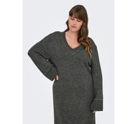 Strickkleid ONLY CARMAKOMA "CARELSIE LS STUDS DRESS KNT", Damen, Gr. XL, N-Gr, silber (medium grau melange detail:silber studs), Strick, Obermaterial: 70% Polyacryl, 28% Polyester, 2% Elasthan, melier