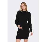 Strickkleid ONLY MATERNITY "OLMKATIA L/S DRESS KNT NOOS", Damen, Gr. S, N-Gr, schwarz, Strick, Obermaterial: 50% Viskose, 27% Nylon, 23% Polyester, unifarben, regular fit ca. Mitte Oberschenkel, Ripps