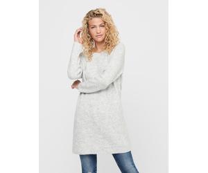 Strickkleid ONLY "ONLCAROL", Damen, Gr. S, N-Gr, grau (light grau melange), Strick, Obermaterial: 72% Polyacryl, 25% Polyester, 3% Elasthan, meliert, gerade ca. Mitte Oberschenkel, Rundhals, Kleider S