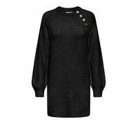 Strickkleid ONLY "ONLFI LIFE LS BUTTON ONEC DRESS ZL KNT", Damen, Gr. XS, N-Gr, schwarz (schwarz detail:gold button), Feinstrick, Obermaterial: 50% Polyacryl, 50% Polyester, unifarben, figurbetont, Ru