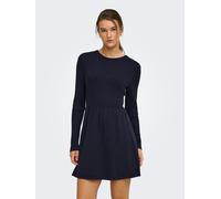 Strickkleid ONLY "ONLFIA LS CABLE DRESS KNT", Damen, Gr. L, N-Gr, blau (night sky), Strick, Obermaterial: 50% Viskose, 27% Nylon, 23% Polyester, unifarben, regular fit ca. Mitte Oberschenkel, Rundhals