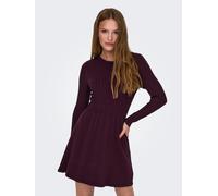 Strickkleid ONLY "ONLFIA LS CABLE DRESS KNT", Damen, Gr. L, N-Gr, rot (port royale), Strick, Obermaterial: 50% Viskose, 27% Nylon, 23% Polyester, unifarben, regular fit ca. Mitte Oberschenkel, Rundhal