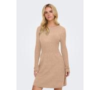 Strickkleid ONLY "ONLFIA LS CABLE DRESS KNT", Damen, Gr. S, N-Gr, toasted coconut detail:with melange, Strick, Obermaterial: 50% Viskose, 27% Nylon, 23% Polyester, meliert, regular fit ca. Mitte Obers