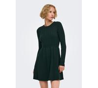 Strickkleid ONLY "ONLFIA LS CABLE DRESS KNT", Damen, Gr. XL, N-Gr, grün (scarab), Strick, Obermaterial: 50% Viskose, 27% Nylon, 23% Polyester, unifarben, regular fit ca. Mitte Oberschenkel, Rundhals,