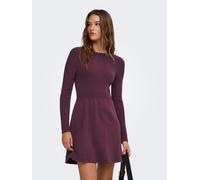 Strickkleid ONLY "ONLFIA LS FIT FLARE ONEC DRESS CS KNT", Damen, Gr. L, N-Gr, lila (port royale), Strick, Obermaterial: 50% Viskose, 27% Nylon, 23% Polyester, unifarben, Midi, Rundhals, Kleider Strick
