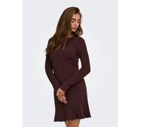 Strickkleid ONLY "ONLIBI LS O-NECK CABLE DRESS CC KNT", Damen, Gr. XL, N-Gr, braun (fudge), Strick, Obermaterial: 50% Viskose, 27% Nylon, 23% Polyester, unifarben, regular fit kurz, Rundhals, Kleider 